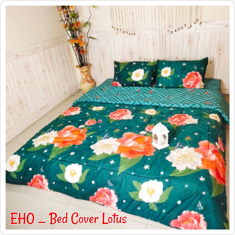 Set bed cover motif bunga bunga