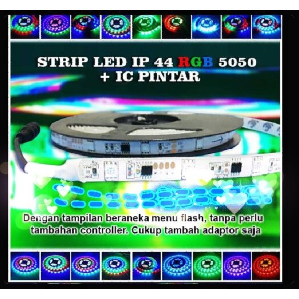 LED Strip RGB Running SMD 5050 + IC Pintar IP44 Waterproof 1 ic 3 led atau 1 ic 6 LED