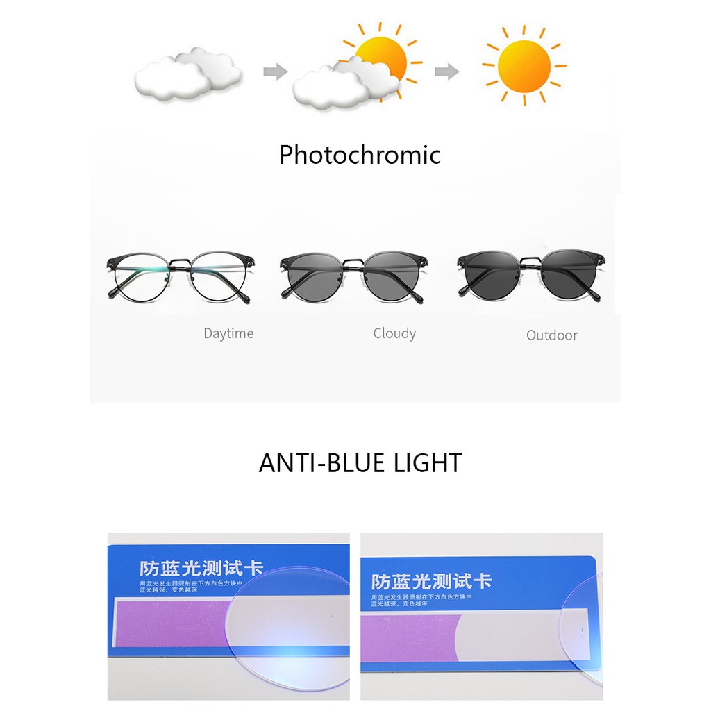 Kacamata Komputer 2 In 1 Anti Radiasi Photochromic Transisional Anti Blue Ray Untuk Pria Dan Wanita