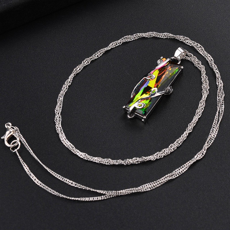 New 1pcs Hot sale Jewelry Rainbow Crystal Glass Leaves Square Pendant Necklaces For Women