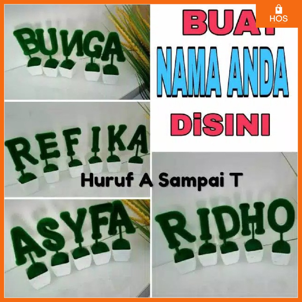Custom Nama Pajangan Huruf A - T Sekilo=24pcs tanaman artifisial Happyonshop