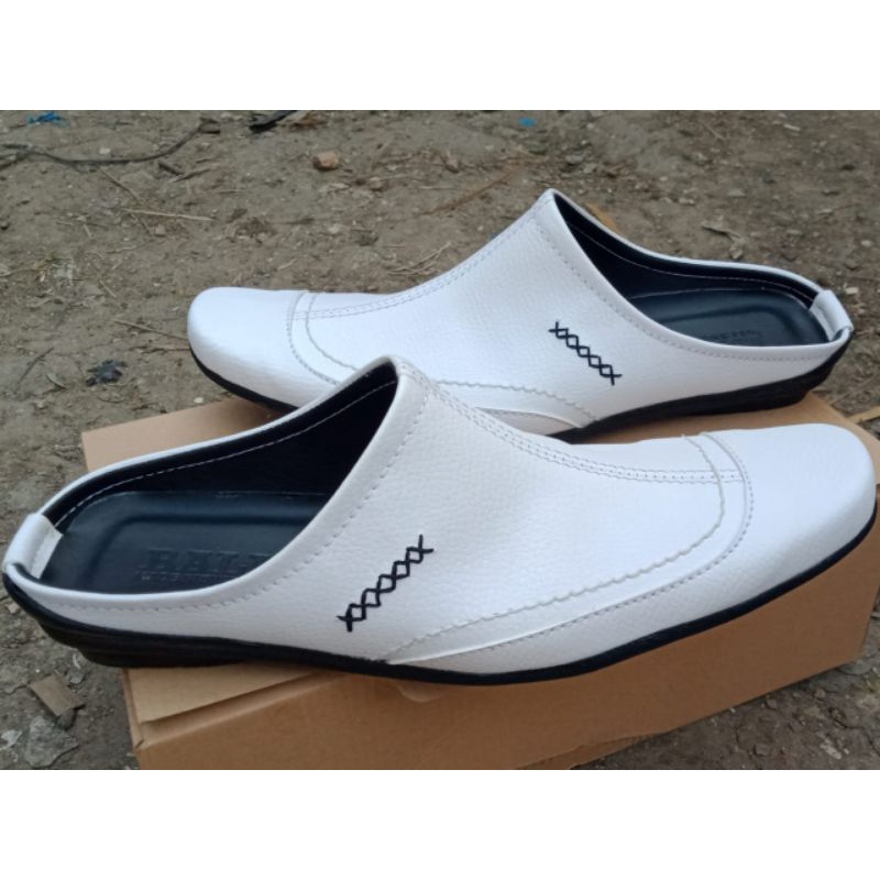 sepatu sendal/slop habib Bahar putih/sendal slop santri/sendal casual putih