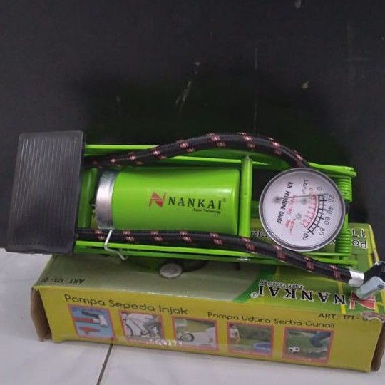 Pompa  angin sepeda injak meteran Nankai/pompa angin  injak