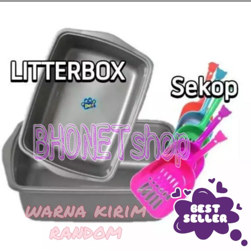 Paket Murah Starter Kit Bak Pasir Warna Random Gratis Serokan Pasir Kucing / Scoop Litter