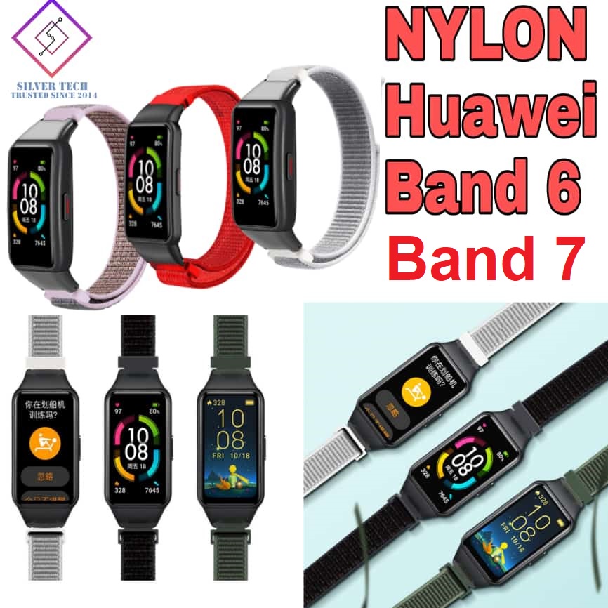 Silvertech Strap Nylon Untuk Huawei Band 7  Band 6 Honor Band 6 Band 7 Nylon strap Tali Pengganti Nylon Untuk Huaweii Band 6 Model Klip