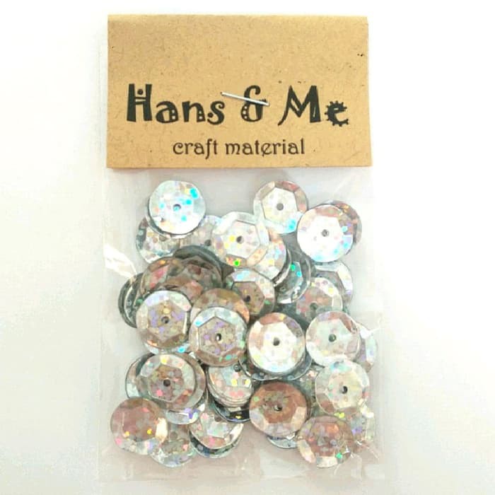 Payet Manik Piring 10mm Silver Metalik - Silver Laser