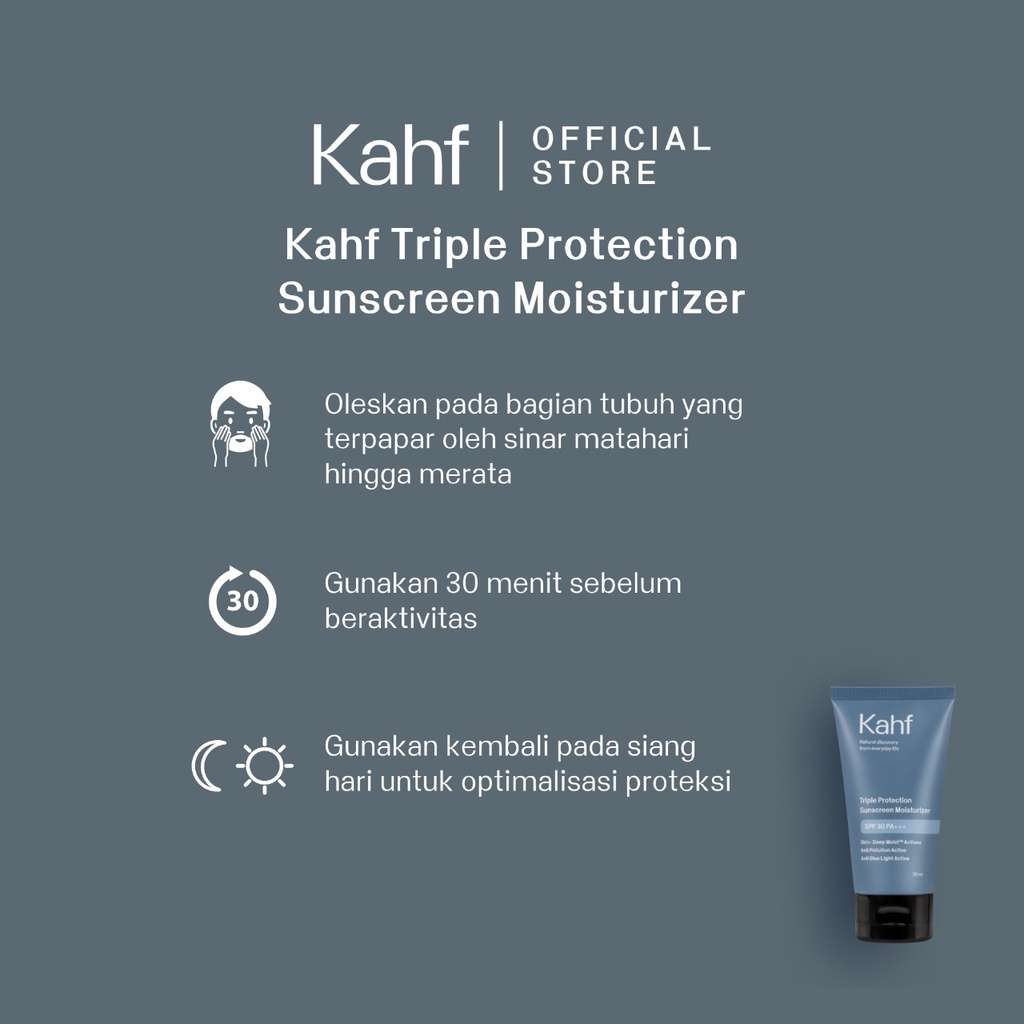 KAHF PROTECTION MOISTURIZE SUNSCREEN PRIA SPF 30PA+++ - Sunscreen Pria Melindungi sinar UV BPOM