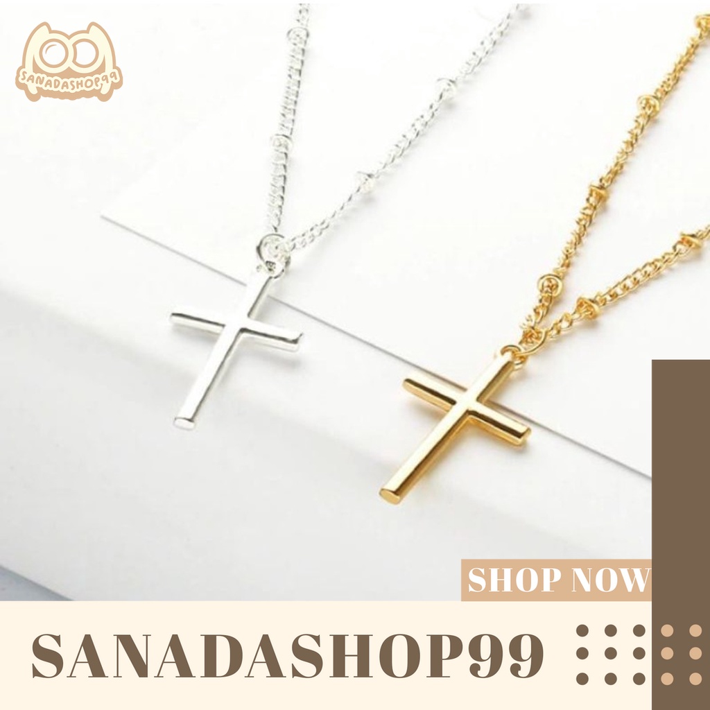 (ACC18) Kalung Salib Bahan Logam Kalung Liontin Salib Yesus