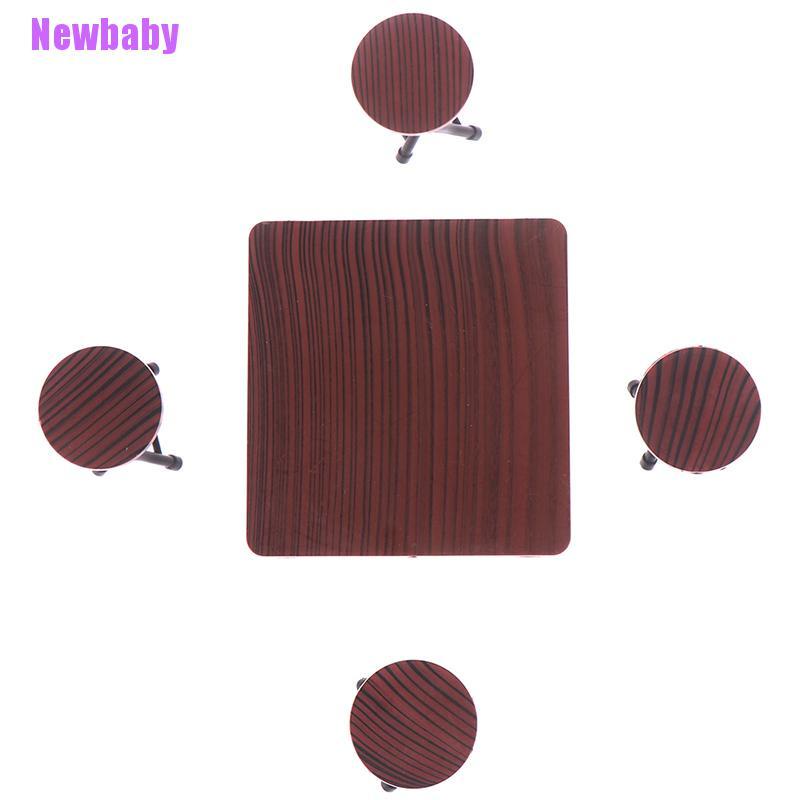 (Newbaby) Mainan Miniatur Meja + Kursi Lipat + 4 Bangku Skala 1: 12 Untuk Aksesoris Rumah Boneka