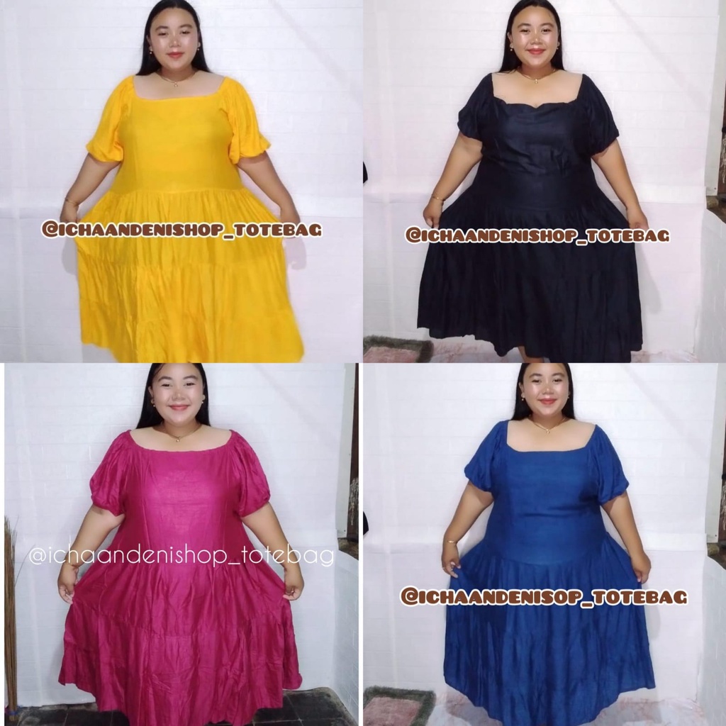 Dress Jumbo Slavina Dress Lengan Balon Oversize Bahan Rayon LD 140