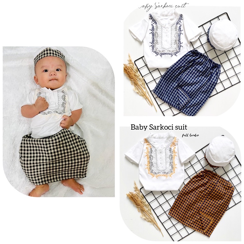 SERTIFIKASI SNI BABY SARKOCI / KOKO BEAR / BAIQ Baju Koko Peci Sarung Aqiqah Pergi Jalan Fashion Anak Bayi Cowok Laki Terlaris Lucu Murah Babeebabyshop