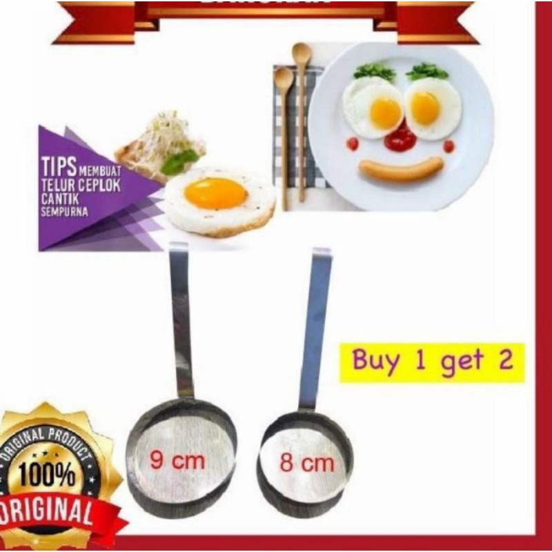 2pcs cetakan telur ceplok / ring telur bulat / burger stainless isi 2 ukuran 8cm 9cm