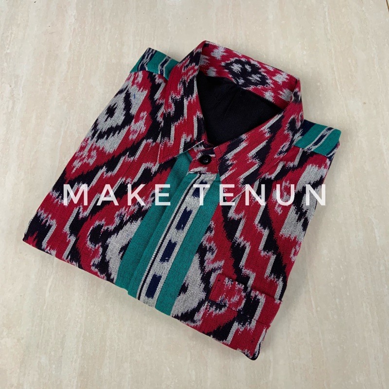 Kemeja Tenun Pria Hijau Tosca