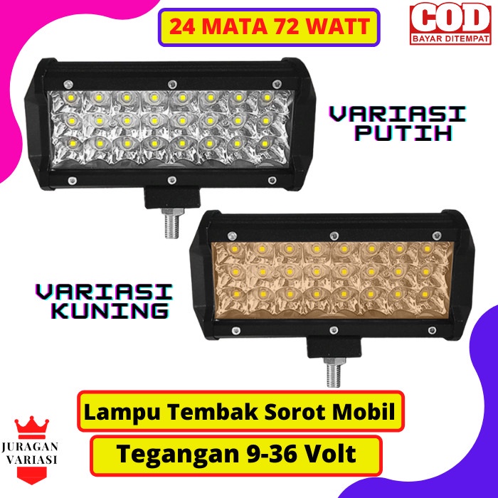 Lampu Variasi Led Tembak Sorot Kabut Senja Mobil Truk Truck 24 Mata Led 12/24 Volt