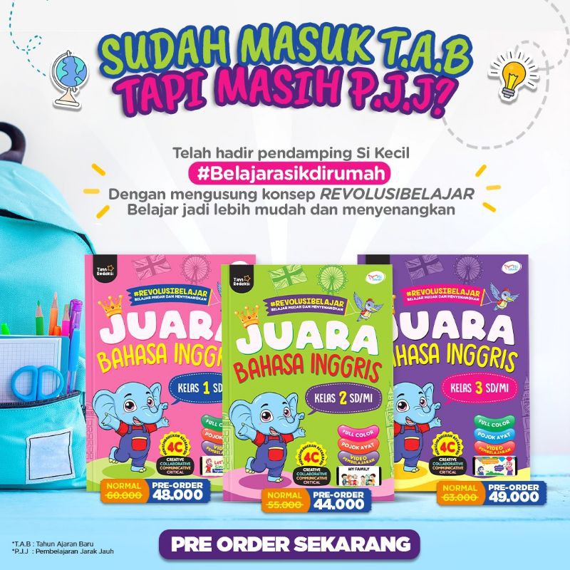 PAKET JUARA BAHASA INGGRIS KELAS 1,2,3 SD/MI