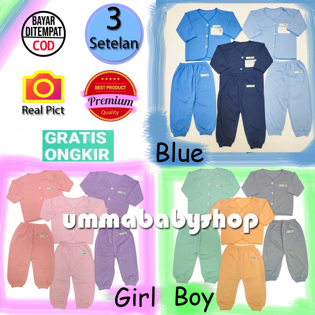 6 pcs / 3 Set Setelan Baju Bayi Baru Lahir Lengan Panjang Paket Hemat Lengkap Katun Halus Lembut SNI Baju Celana Paket Newborn Baby Perlengkapan Bayi Baru  Lahir Gift Kado Bayi Laki Perempuan