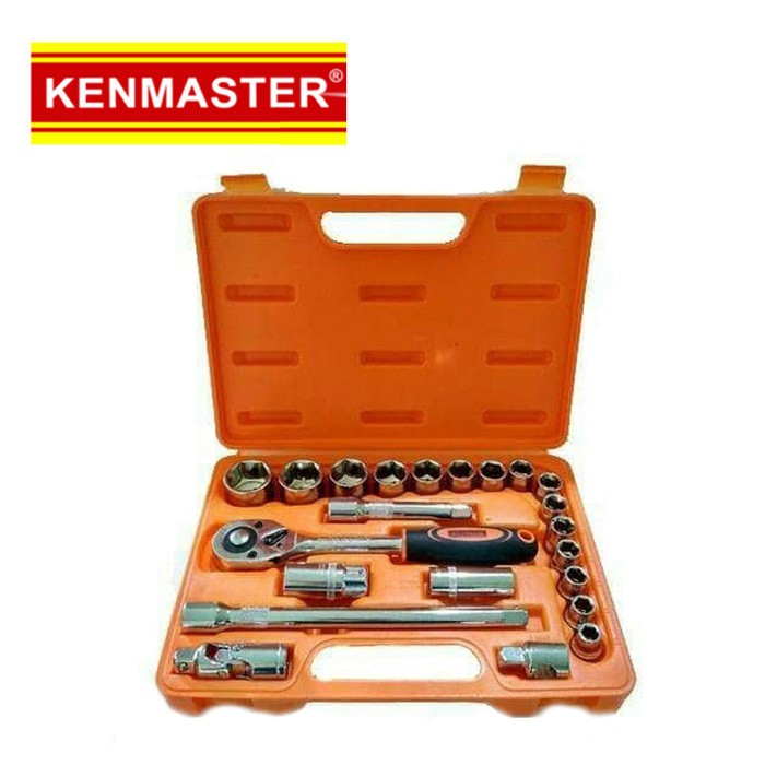 Kenmaster Socket Wrench Set 22pcs Kunci Sok 22 Sockets Perkakas Rumah