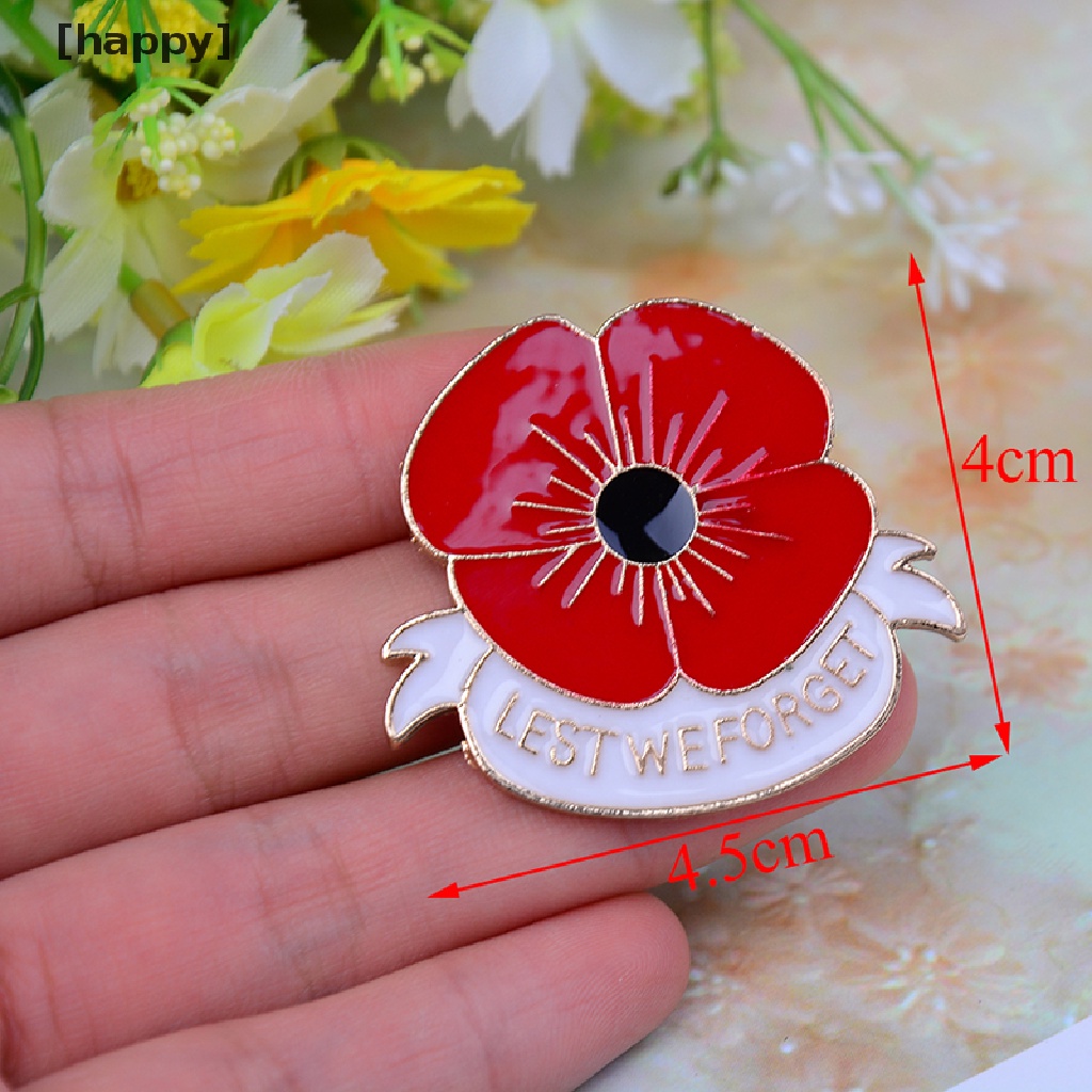 Pin Bros Enamel Bentuk Bunga Poppy Warna Merah Untuk Hadiah