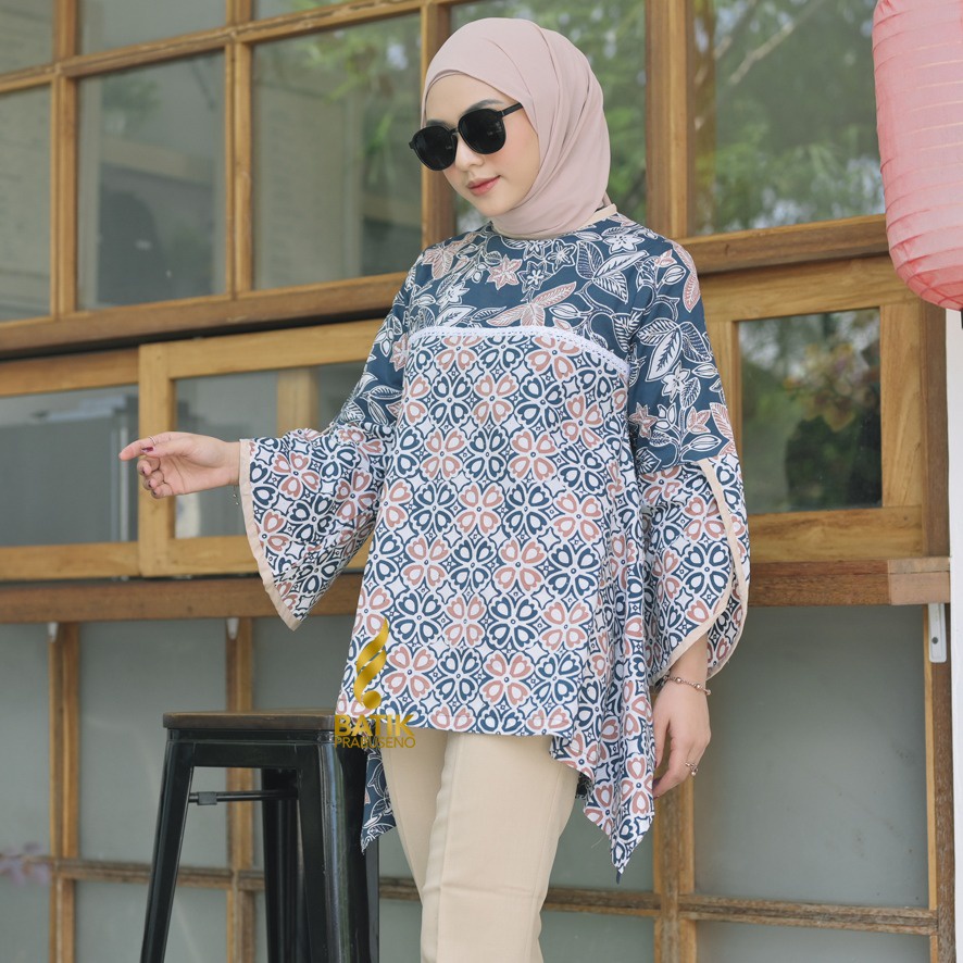 BAJU KEMEJA BATIK WANITA Prabuseno - Alisha Blouse Batik Wanita Lengan Panjang