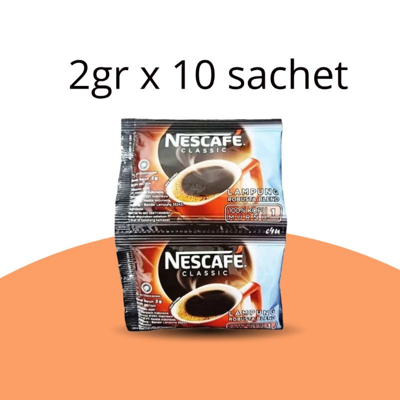 

NESCAFE Classic Black Coffee Powder Kopi Klasik Hitam Bubuk Instant 2g x 10