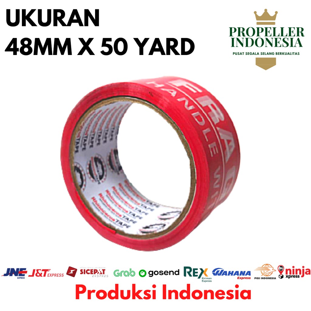 Lakban Fragile RHINOCEROS Tape Selotip Isolasi Fragile 48MMx50YARD