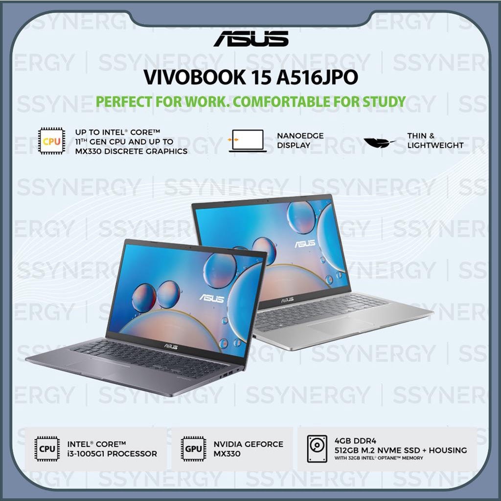 Asus A416JPO I3-1005G1 4GB 512GB Nvidia MX330 2GB Win 10+OHS