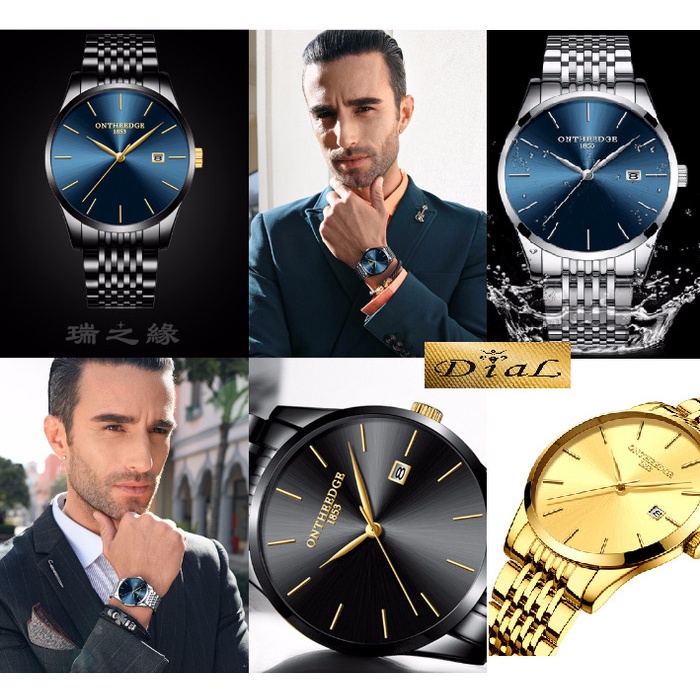 JAM TANGAN ONTHEEDGE Ultrathin pria quartz bisnis Stainless ANTI AIR pria arloji Waterproof Casual