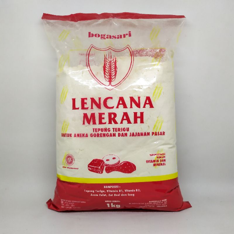 

Tepung Terigu Lencana Merah 1 kg kemasan ekonomis transparan