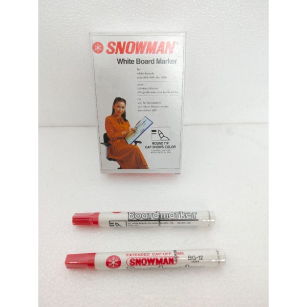 

Spidol Snowman Whiteboard Marker Merah 1 lusin BG-12