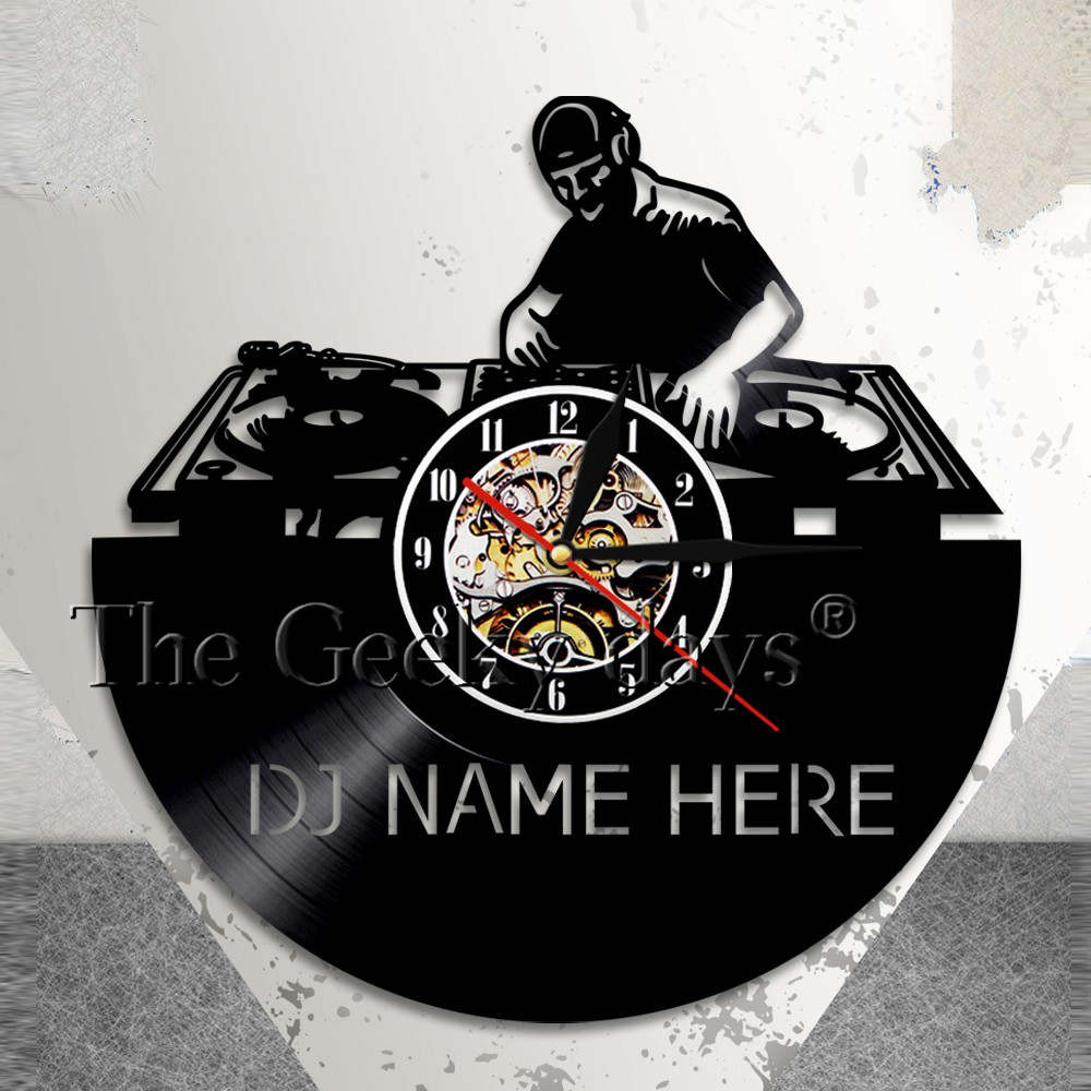 Custom Wall Clock Personalised DJ Wall Clock Made to Order DJ Vinyl Record Clock Night