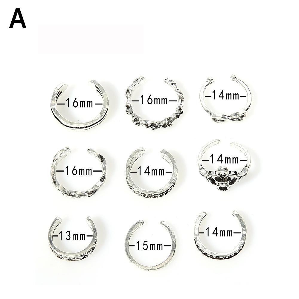 Preva 9 Pcs Kaki Jari Cincin Pantai Jantung Cincin Musim Panas Knuckle Ring