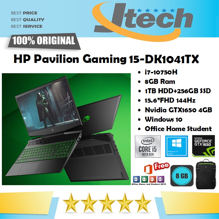 Hp Pavilion Gaming 15 Dk1092tx I7 10750h 16gb 512ssd Gtx1650 4gb 15 6 144hz W10 Office Shopee Indonesia