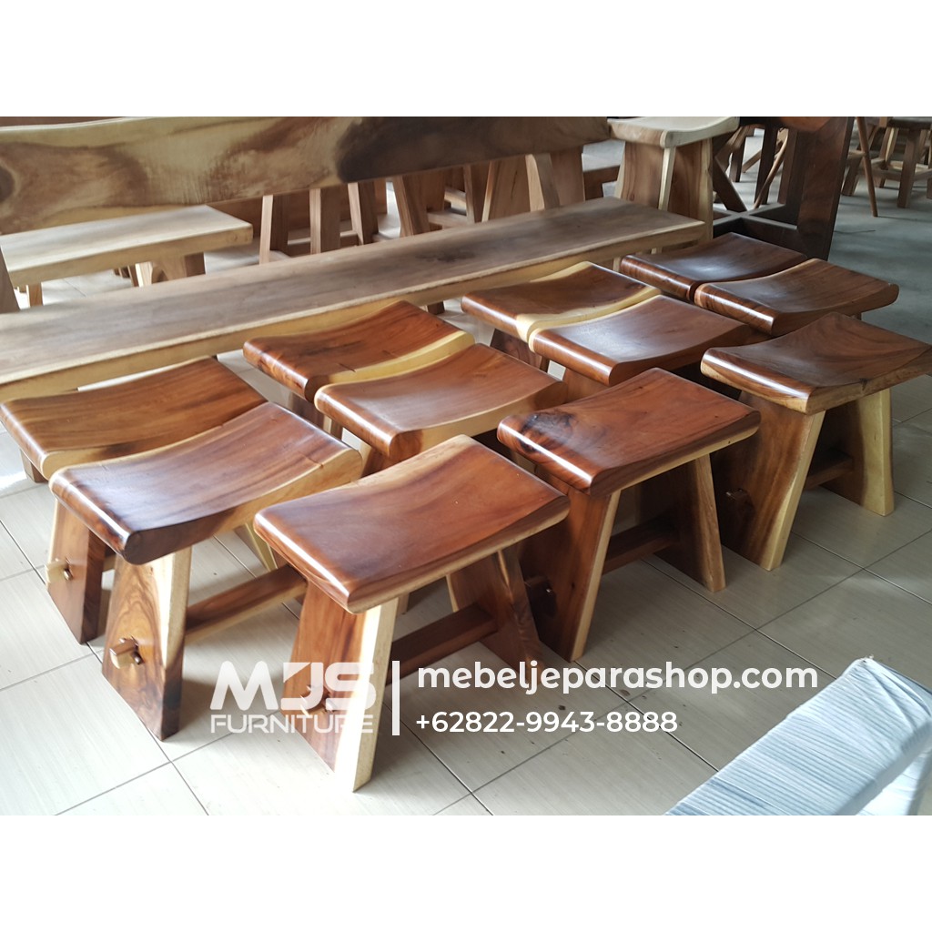Kursi Stool Sate Dingklik Antik Kayu Trembesi MJS Furniture