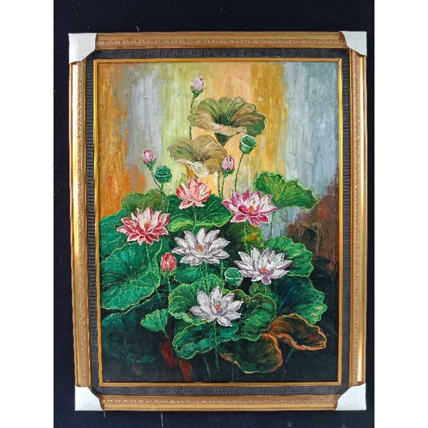 lukisan bunga teratai