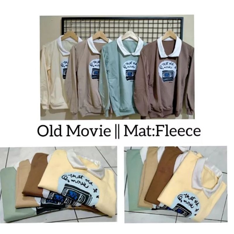 OLD MOVIE SWEATER CORAL - sweater kerah old