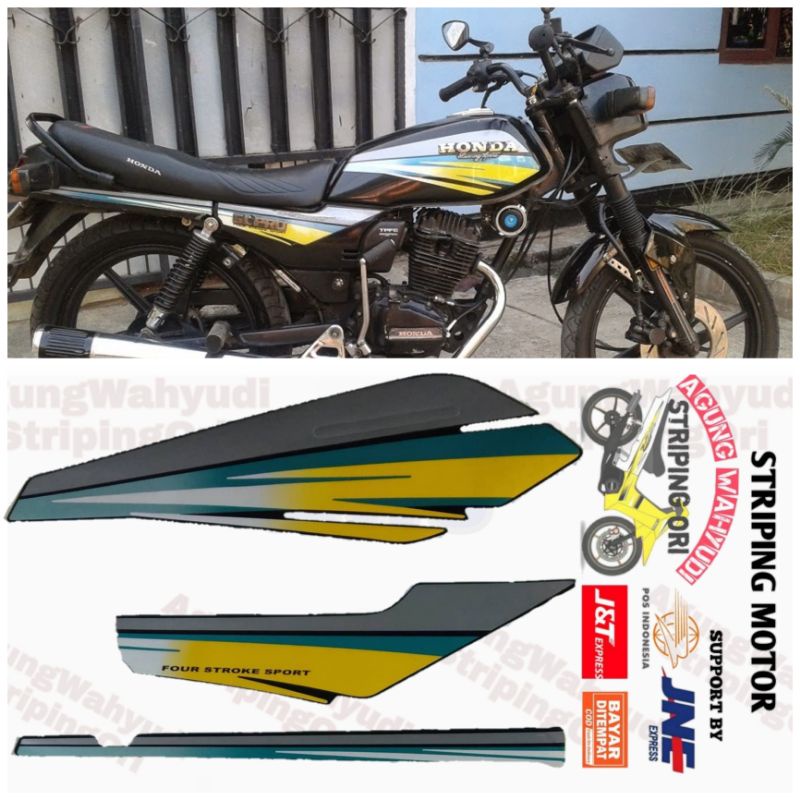 STRIPING MOTOR HONDA GL PRO 1994 HITAM SILVER KUNING LIS LES BODY POLET STIKER SEPEDA 1993 93 94 199