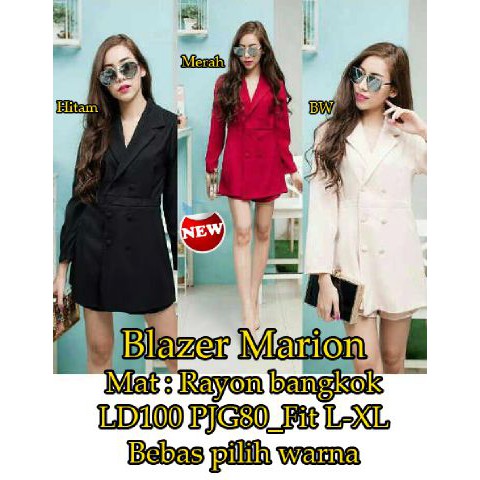 [Blazer Marion SW] Pakaian wanita blazer korea warna hitam, merah , B