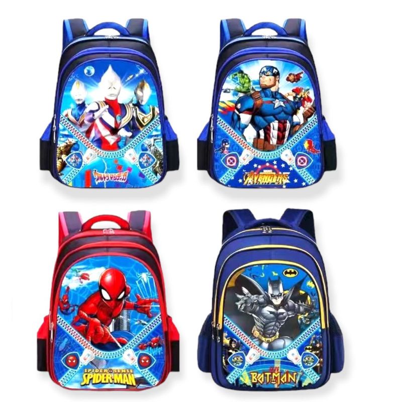 TAS ANAK SEKOLAH SD SUPERHERO/TAS ANAK SPIDERMAN ULTRAMAN CAPTAIN/TAS IMPORT ANAK SEKOLAH SD UKURAN 