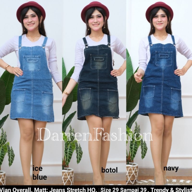 Vian Rok Overall Jeans Pendek . Rok Overall Jeans Stretch Murah