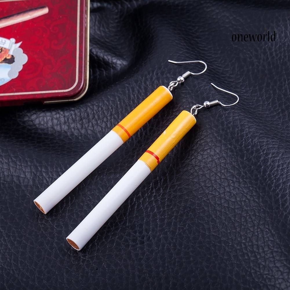 OW@ Funny Women Cigarette Butts Pendant Hook Dangle Earrings Party Jewelry Gift