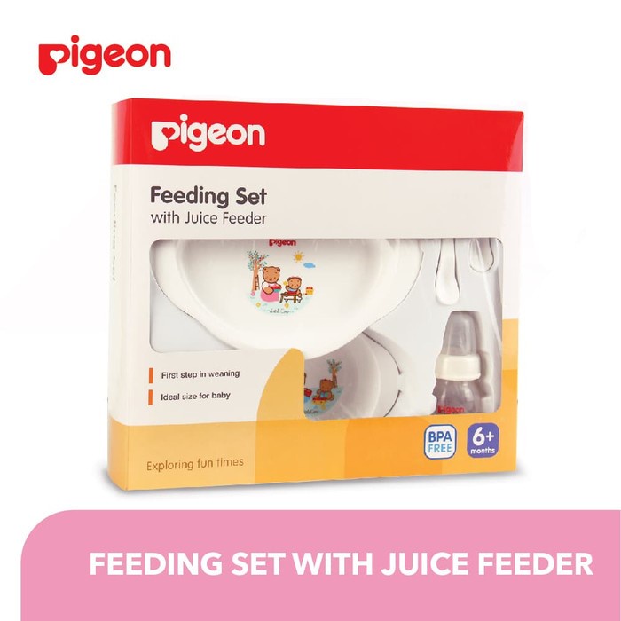 PIGEON Feeding Set With Juice Feeder | Perlengkapan Makan Bayi