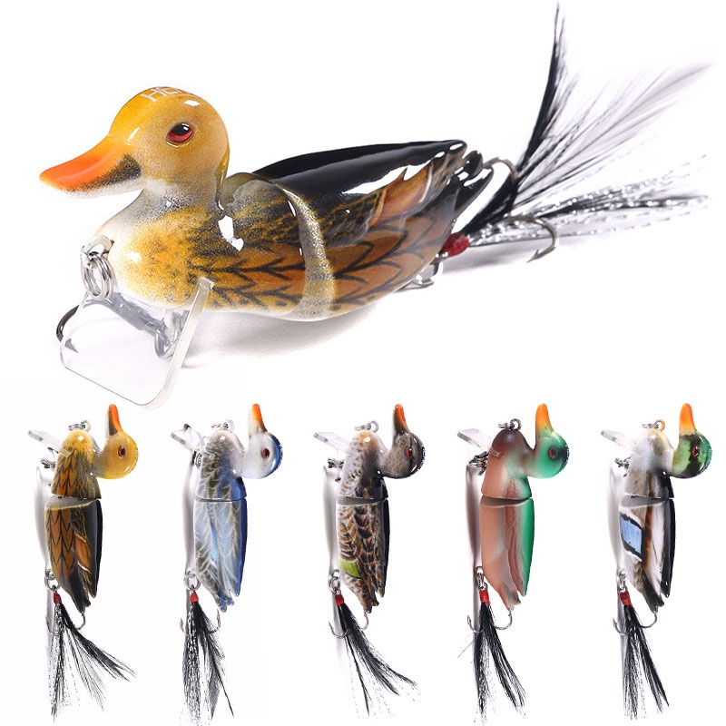 HENGJIA 1PCS Bionic Bait 2 Segement Fishing Lure 7cm10g Simulation Duck Shape Hard Fishing Baits With Feather Hook