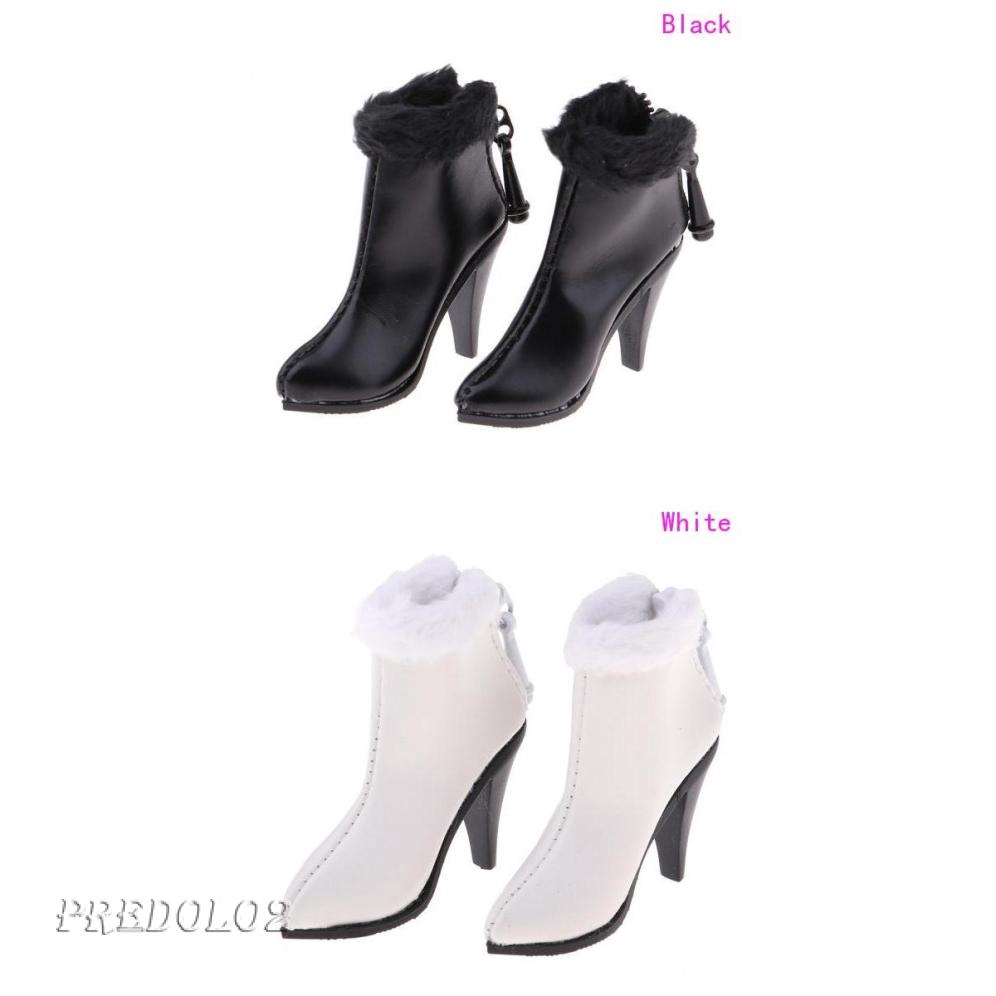 1/6 White Zipped High Heel Ankle Boots Shoes for 12'' Hot Toys Phicen Kumik
