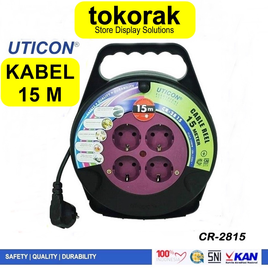 KABEL ROLL 15 METER 4 LUBANG UTICON CR 2815 - KABEL GULUNG BOX