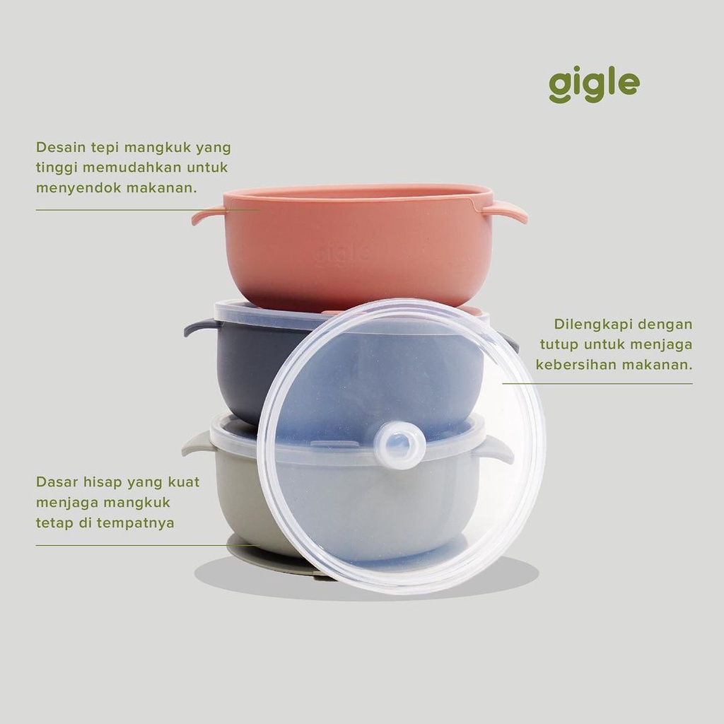 Gigle Baby Silicone Suction Bowl Mangkok Makan Bayi Silikon Anti Slip