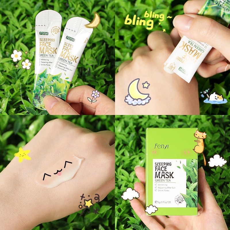 Fenyi Sleeping Mask Green Tea Mengurangi Jerawat Pelembab 20 pcs