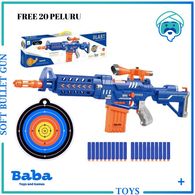 Mainan Anak Tembakan Otomatis SUPER GUN RIFFLE M4 Original NOT NERF