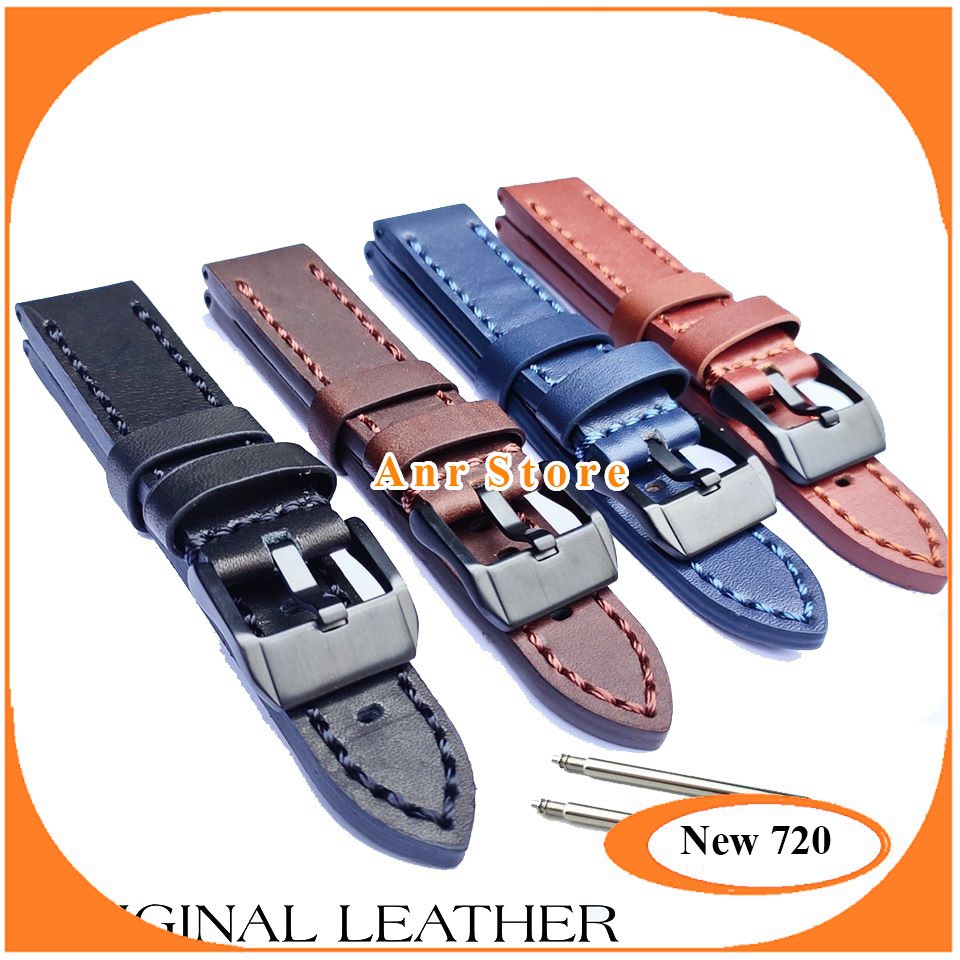 Tali Jam Tangan Kulit Asli Genuine Leather Watch Band 22 mm 24 mm + Pen