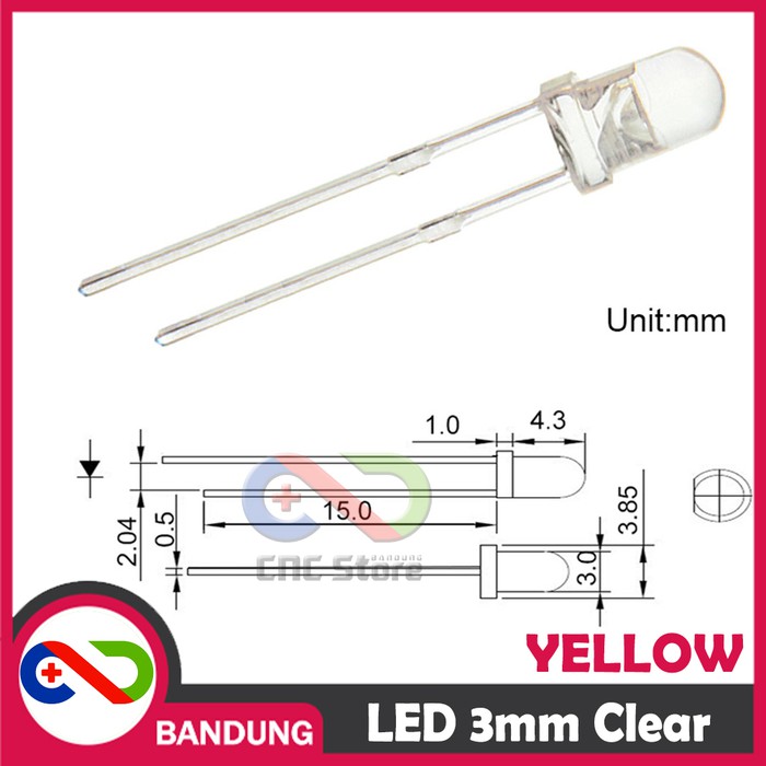 10PCS LED 3MM F3 SUPER BRIGHT YELLOW KUNING CLEAR