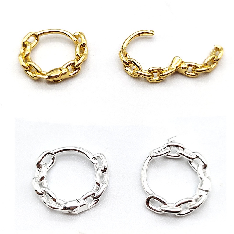 Magic789 Anting Tusuk Gantung Model Rantai Twist Geometri Bahan Metal Untuk Wanita